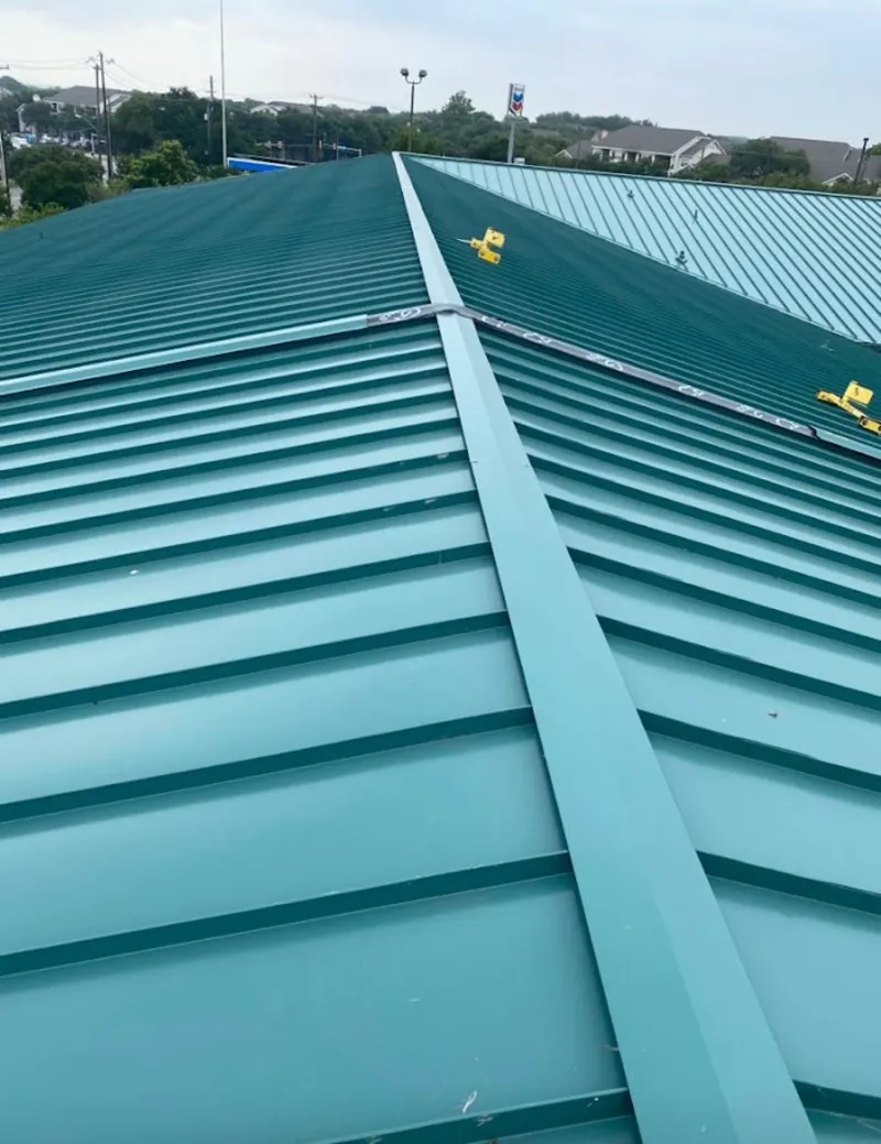 Green commercial metal roof ridge and valley for Metal Roof Repair in Obetz